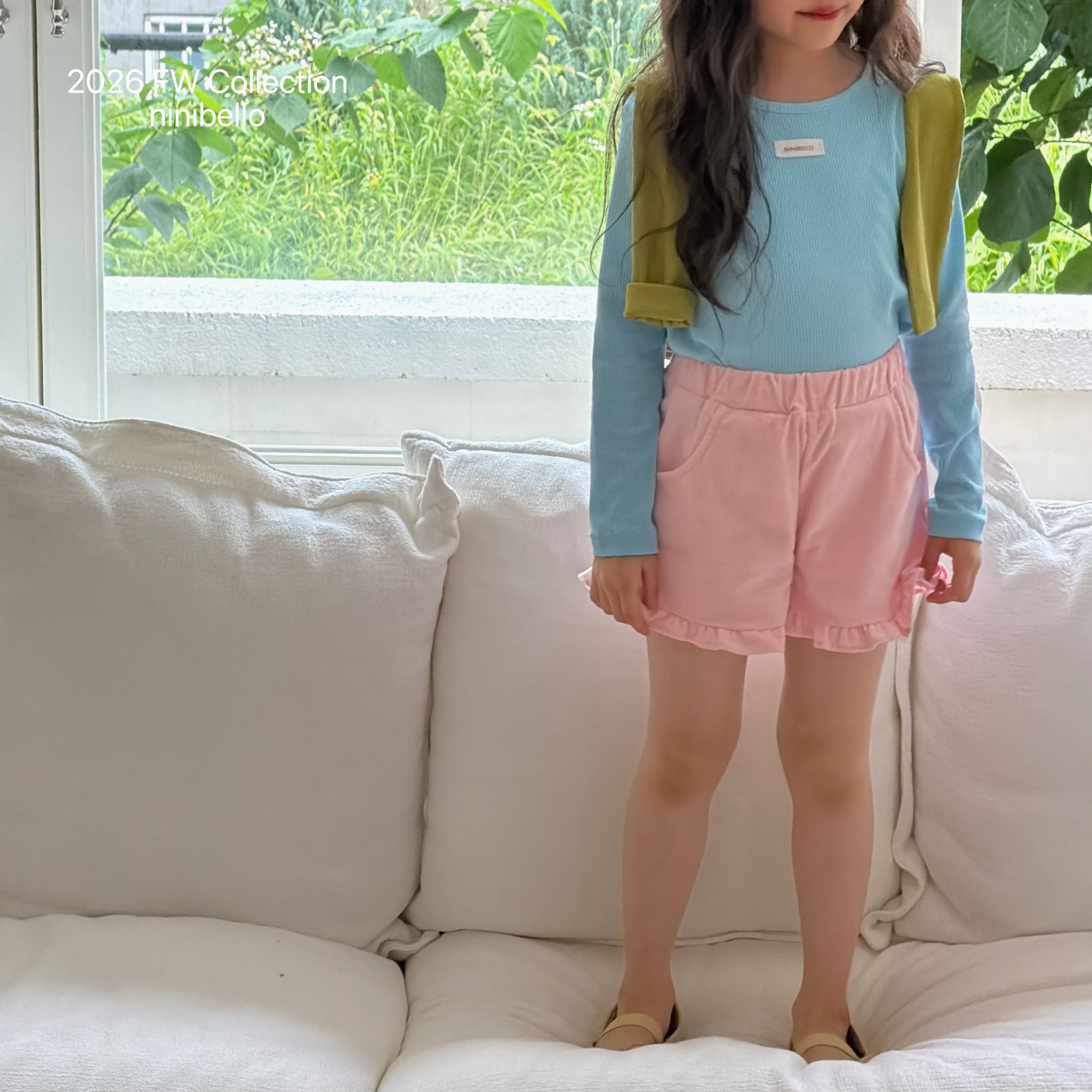 ［ninibello］Heart corduroy frill pants