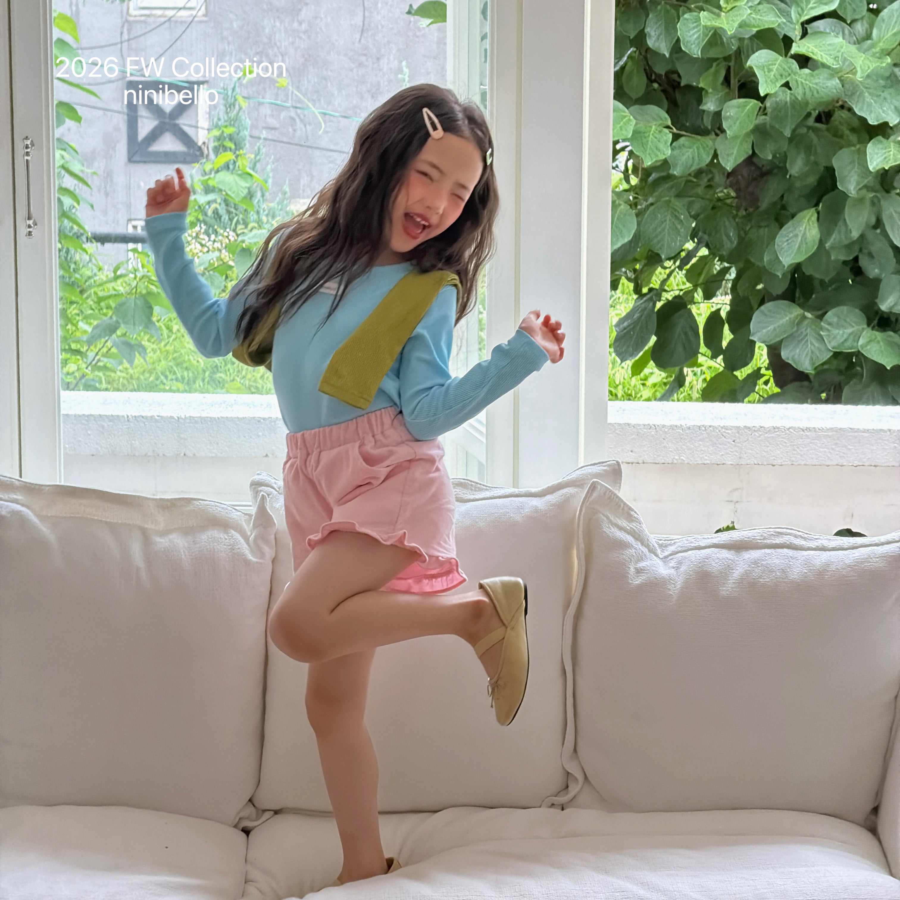 ［ninibello］Heart corduroy frill pants