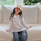 ［ninibello］Milky stripe collar tee (kids)