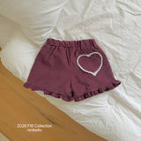 ［ninibello］Heart corduroy frill pants