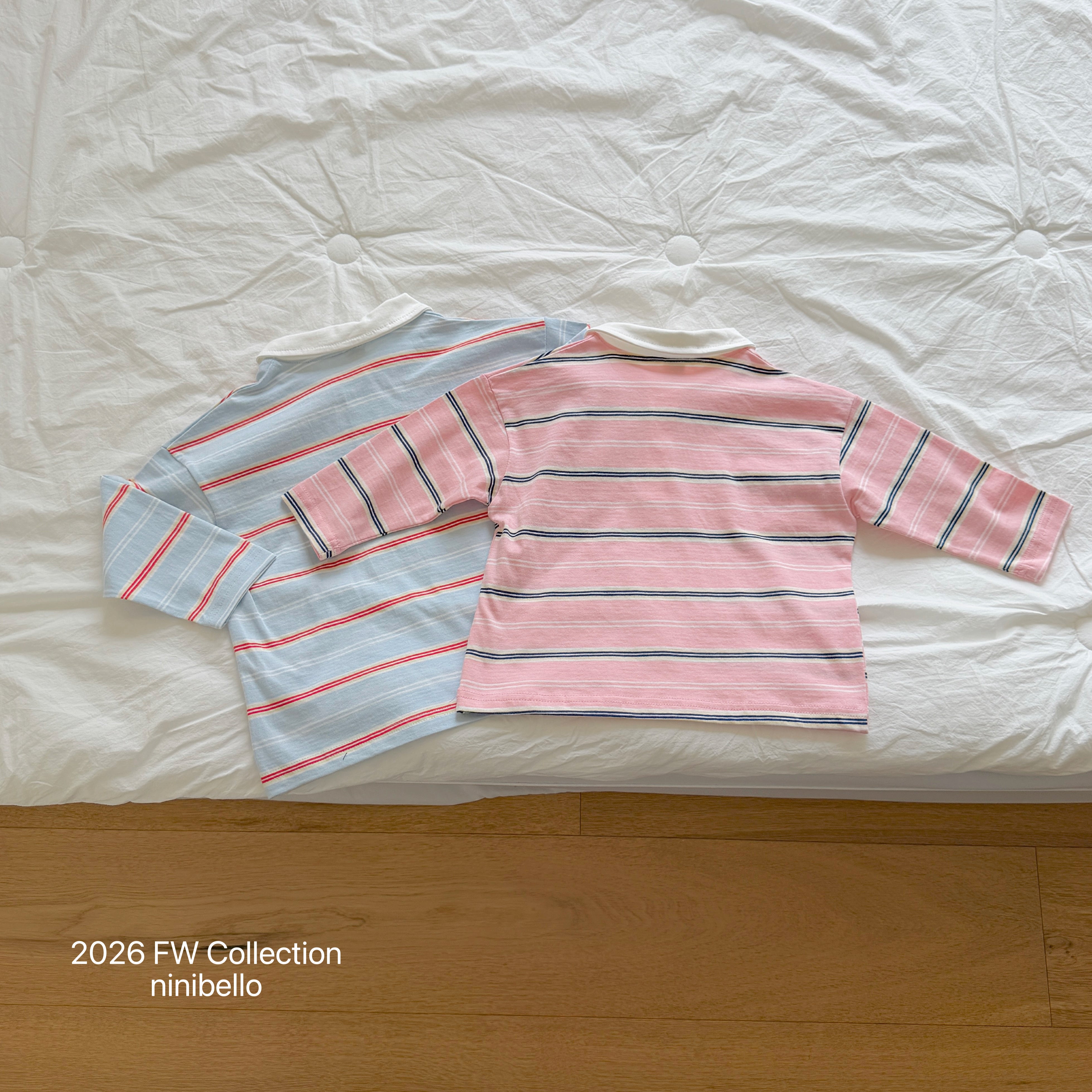 ［ninibello］Milky stripe collar tee (kids)