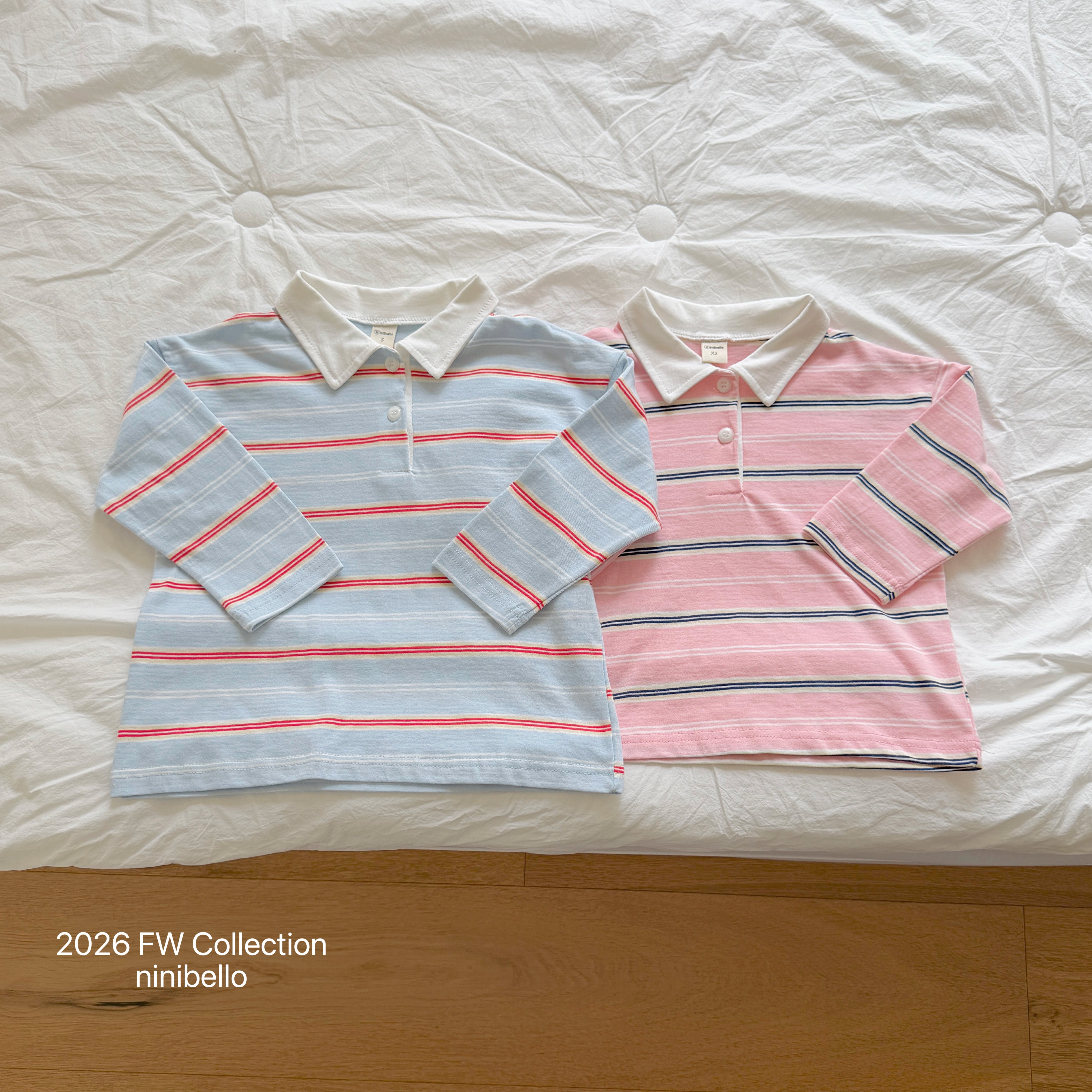 ［ninibello］Milky stripe collar tee (kids)