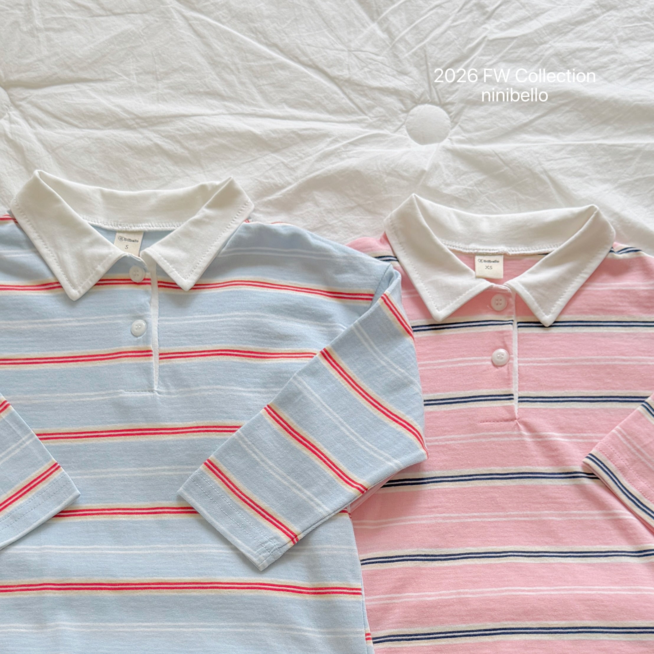 ［ninibello］Milky stripe collar tee (adult)