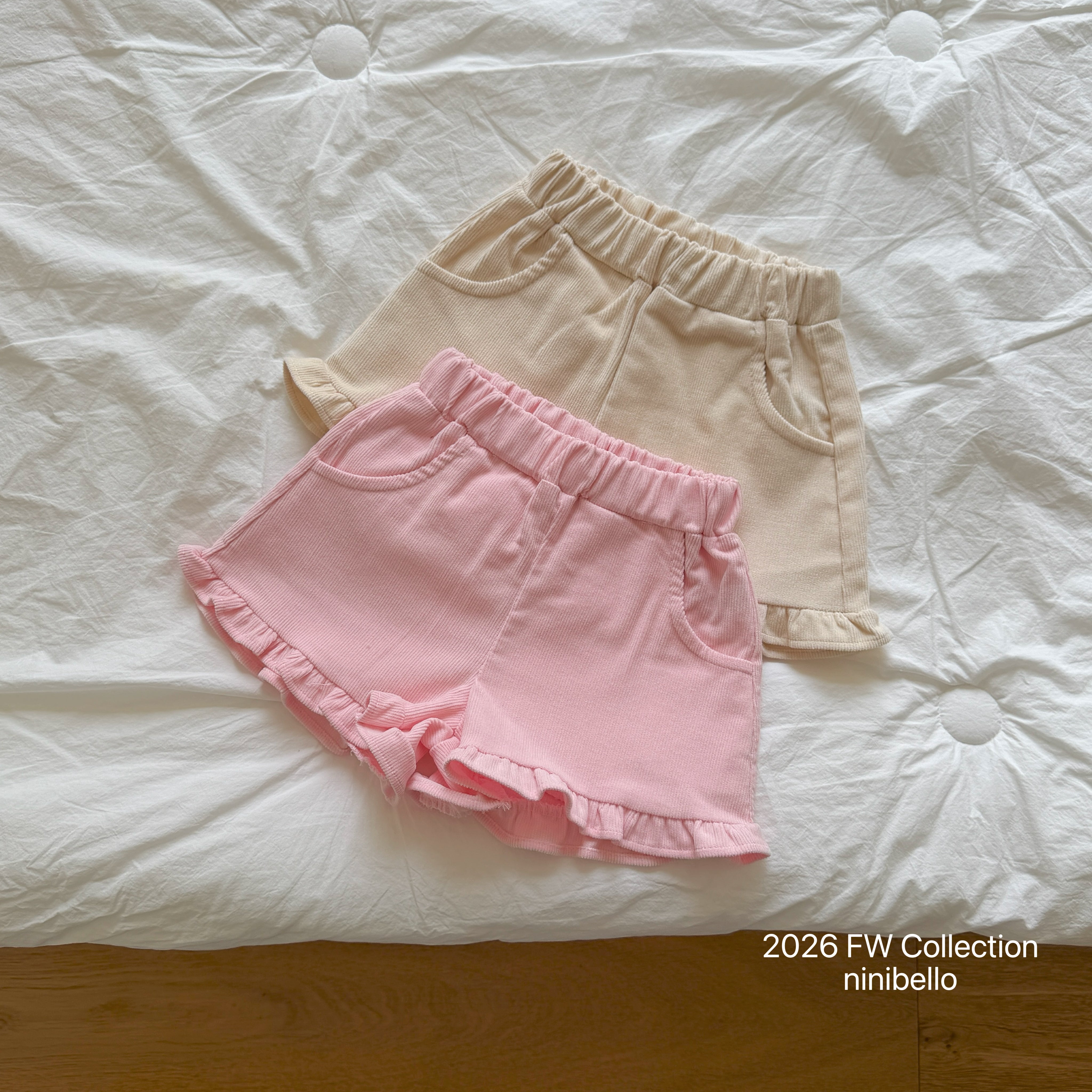 ［ninibello］Heart corduroy frill pants