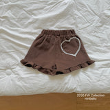 ［ninibello］Heart corduroy frill pants