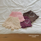 ［ninibello］Heart corduroy frill pants