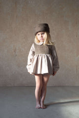 ［Popelin］Romper suit with skirt and baby collar / Mod.1.3 Sand