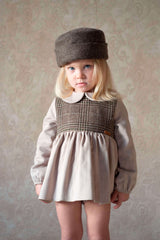 ［Popelin］Romper suit with skirt and baby collar / Mod.1.3 Sand