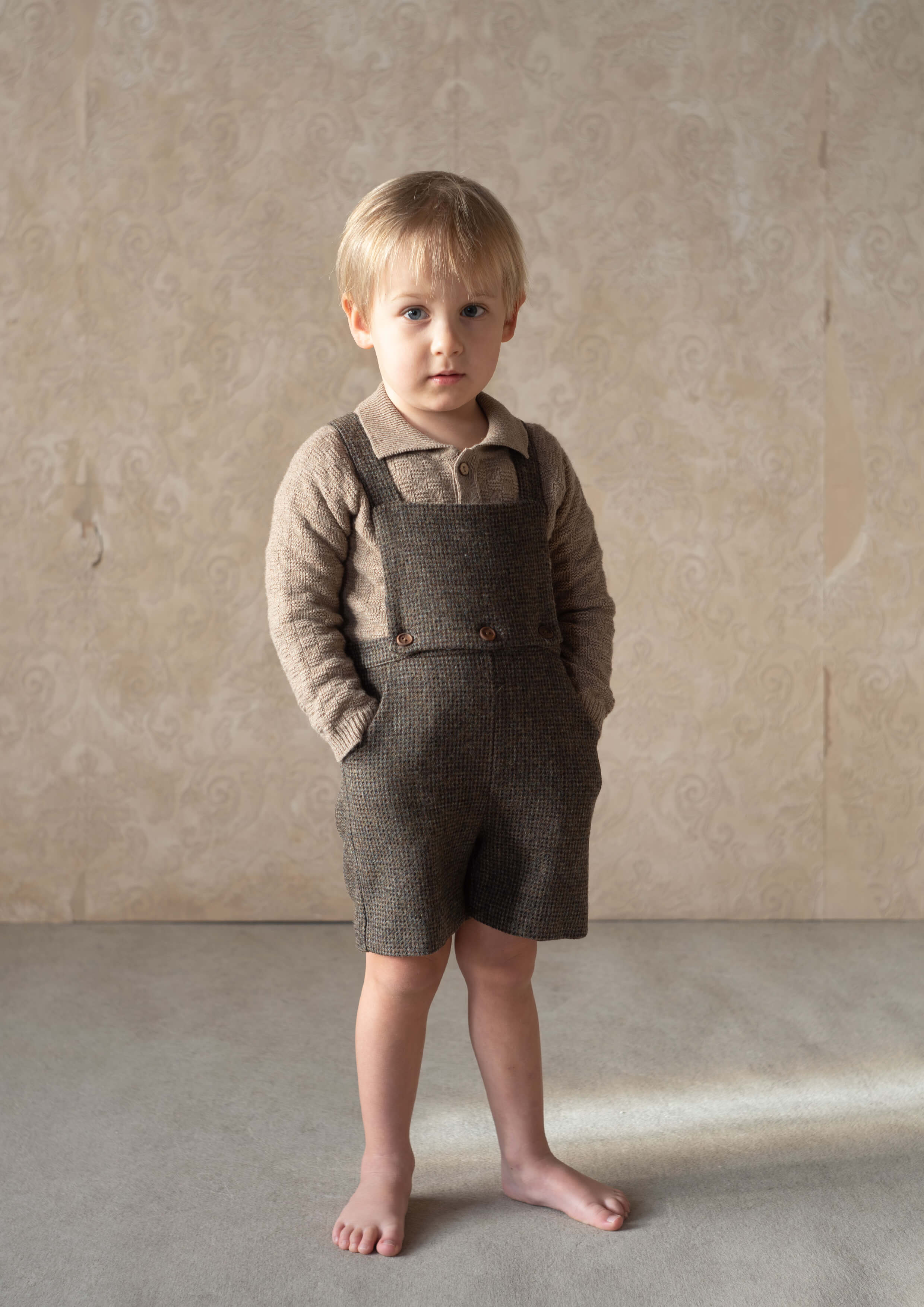 ［Popelin］Woollen long romper suit with straps / Mod.8.2 Multi-coloured