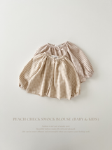 Peach check smock blouse (baby & kids)