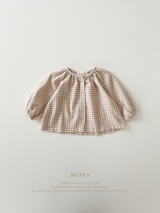 Peach check smock blouse (baby & kids)