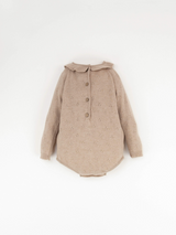 ［Popelin］Knitted romper suit with frilled collar / Mod.5.2 Beige