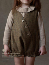 ［Popelin］Knitted romper suit with frilled collar / Mod.5.2 Beige