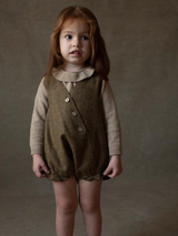 ［Popelin］Knitted romper suit with frilled collar / Mod.5.2 Beige