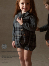 ［Popelin］Woollen crossover romper suit / Mod.4.3 Grey check