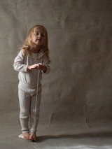 ［Popelin］Knitted romper suit with frilled collar / Mod.5.1 Off-white