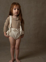 ［Popelin］Knitted romper suit with frilled collar / Mod.5.2 Beige