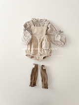 Corduroy mellow suspender suit