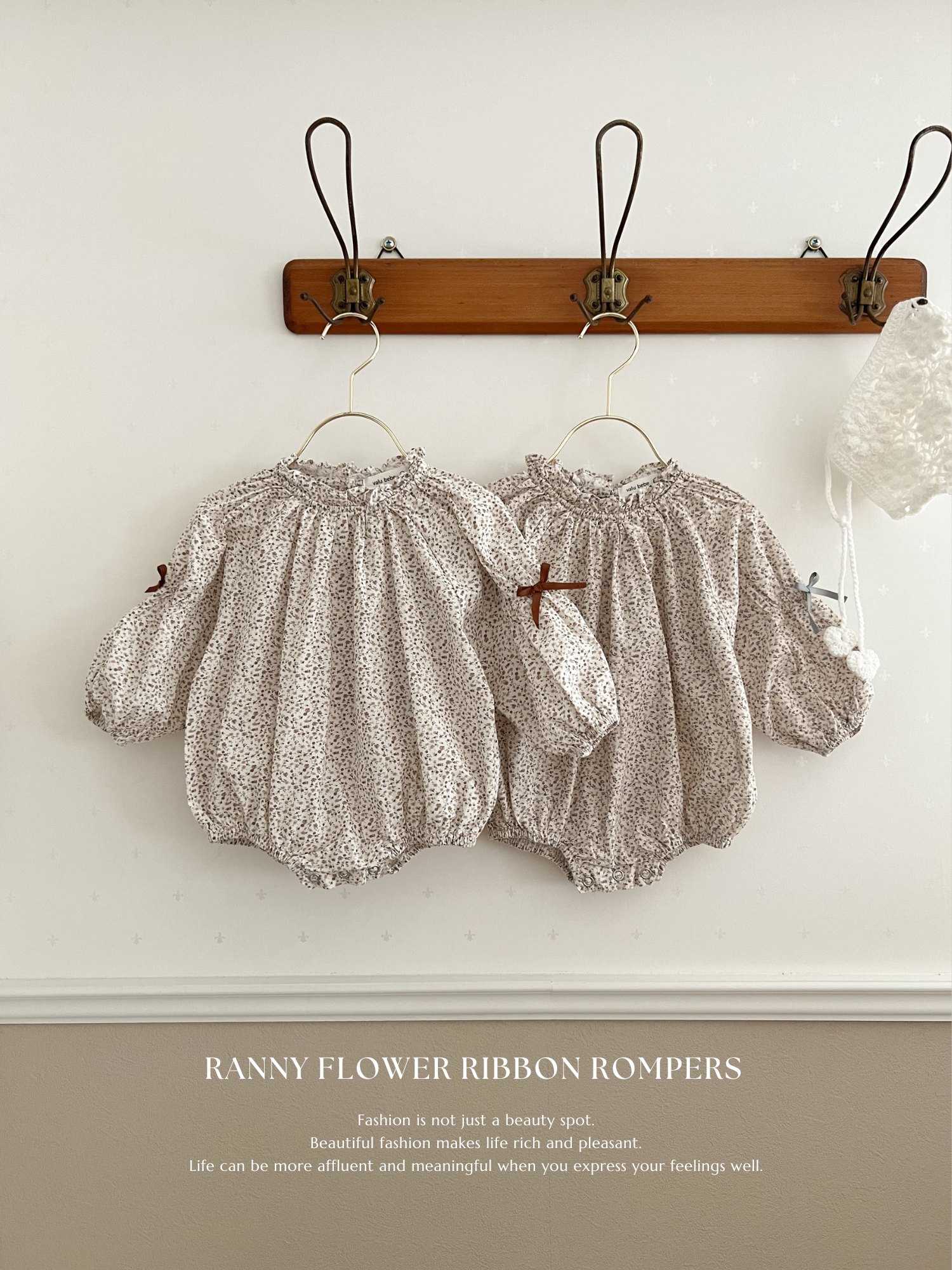 Ranny flower ribbon rompers