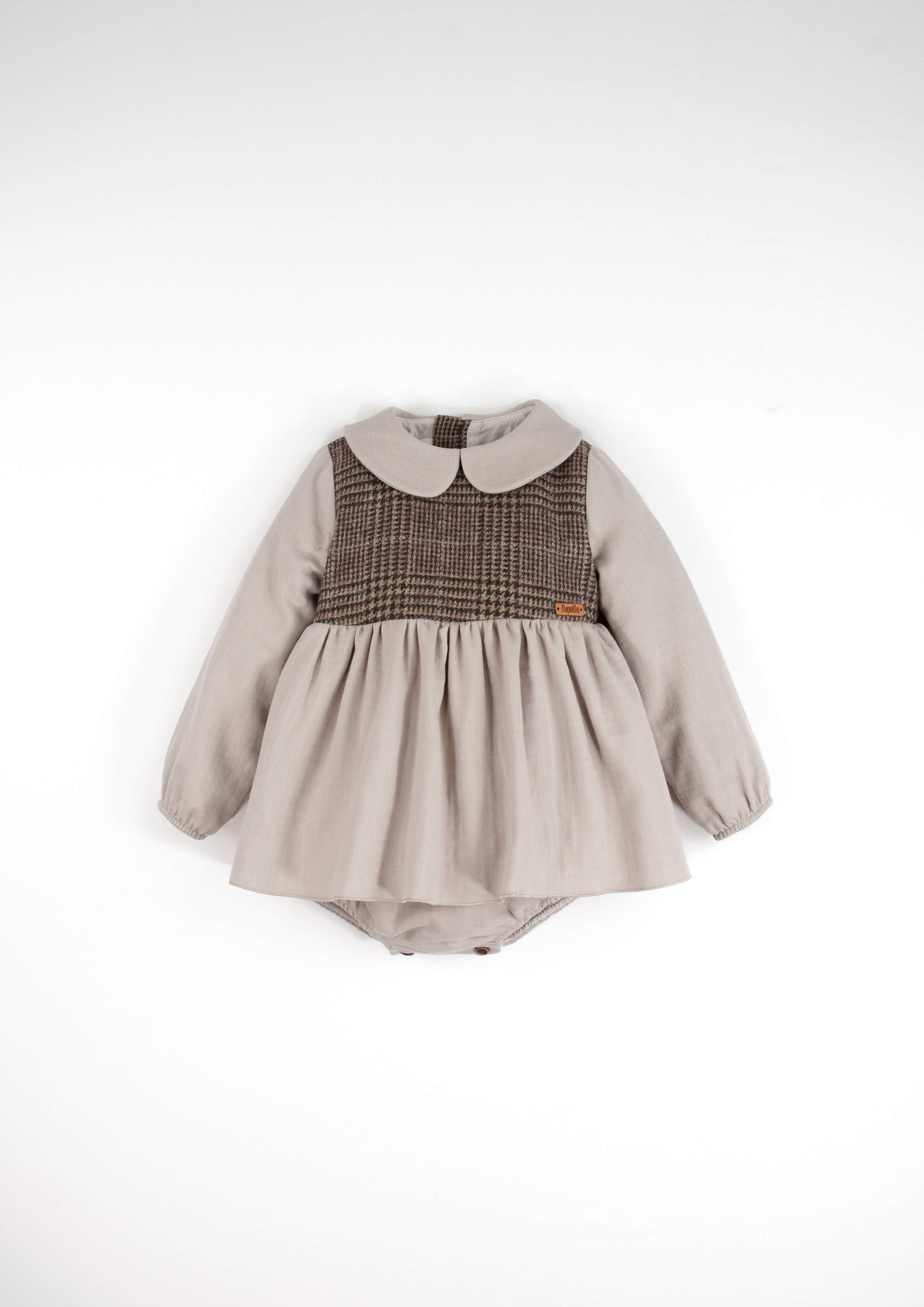 ［Popelin］Romper suit with skirt and baby collar / Mod.1.3 Sand