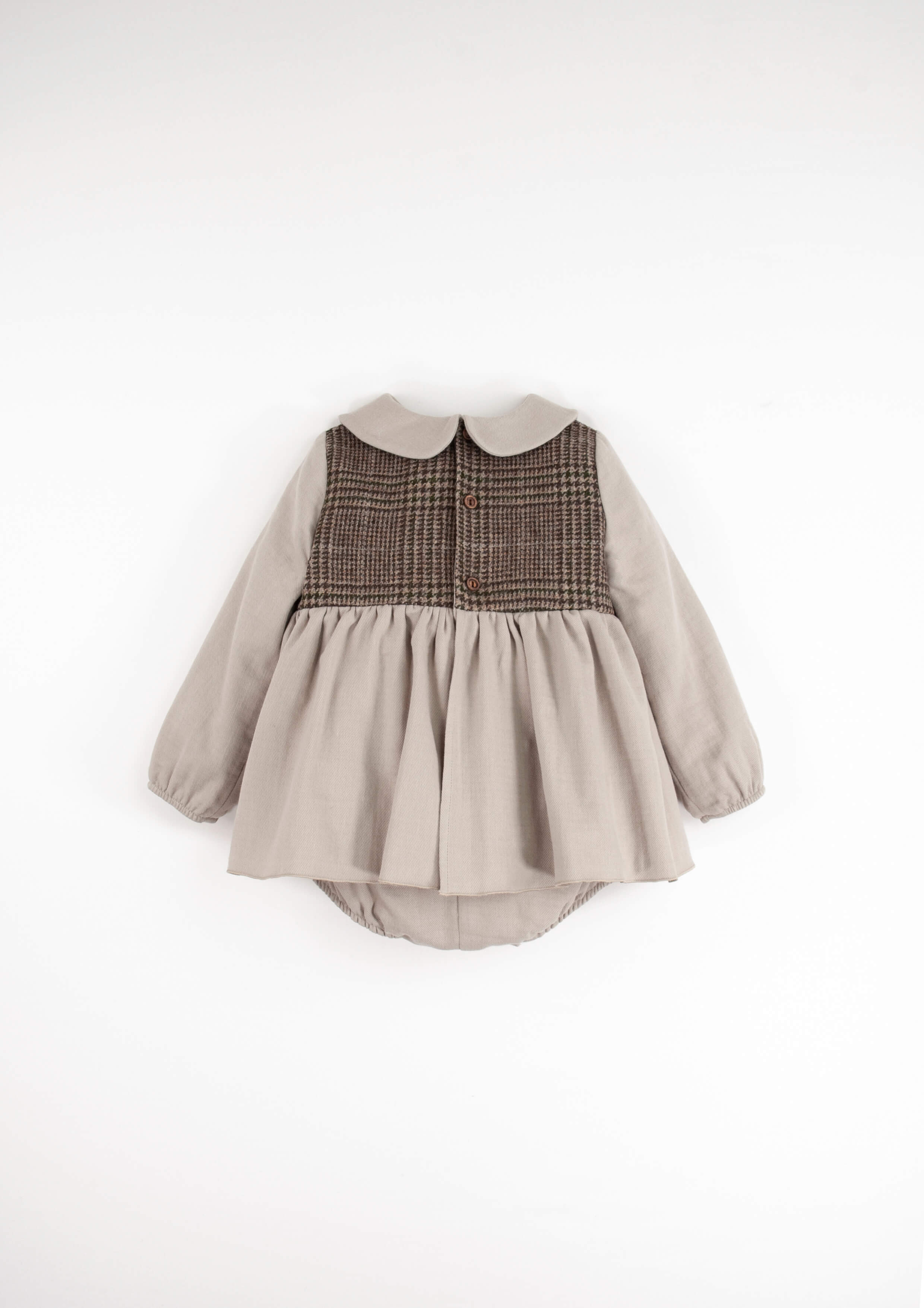 ［Popelin］Romper suit with skirt and baby collar / Mod.1.3 Sand