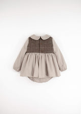 ［Popelin］Romper suit with skirt and baby collar / Mod.1.3 Sand