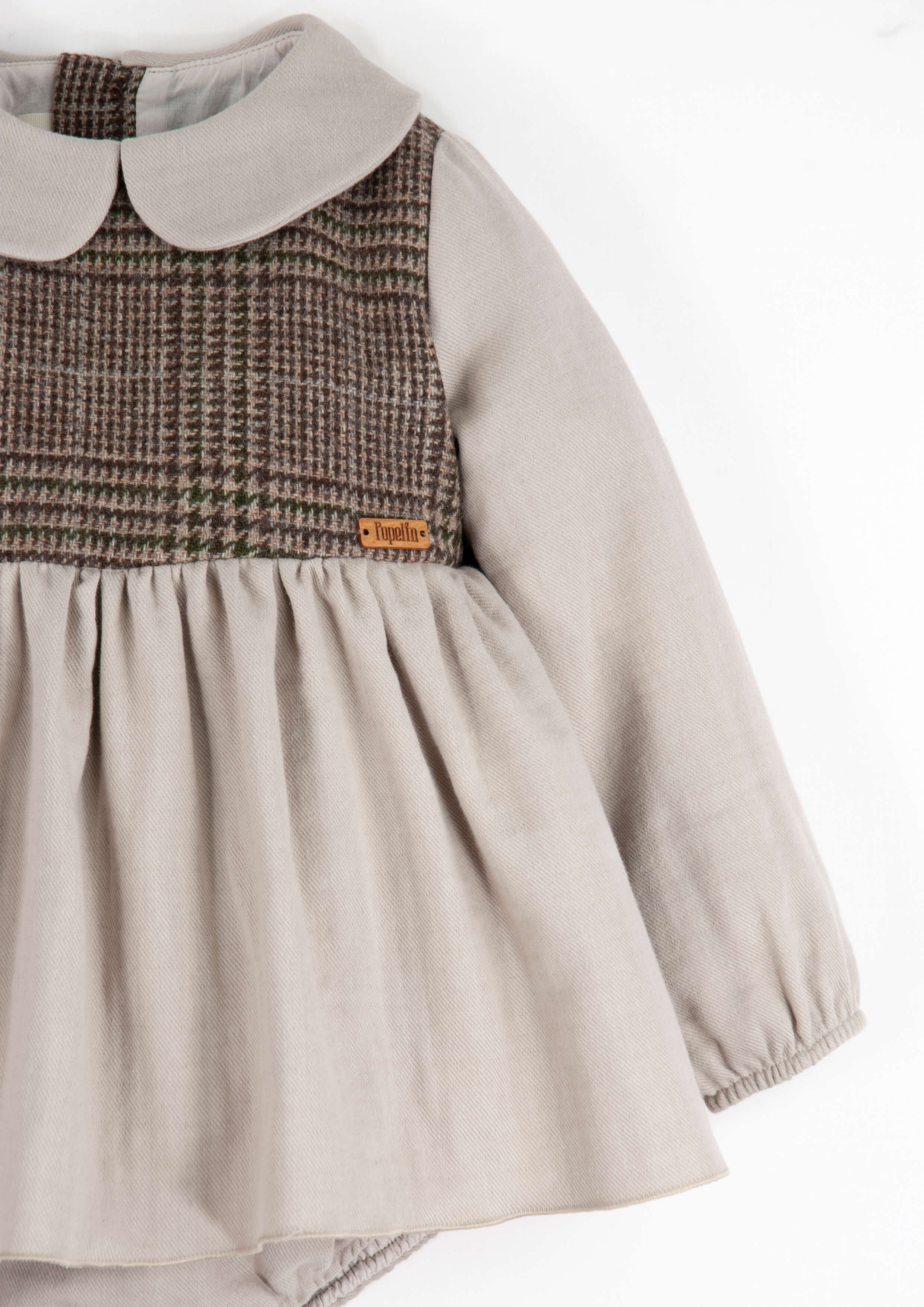 ［Popelin］Romper suit with skirt and baby collar / Mod.1.3 Sand