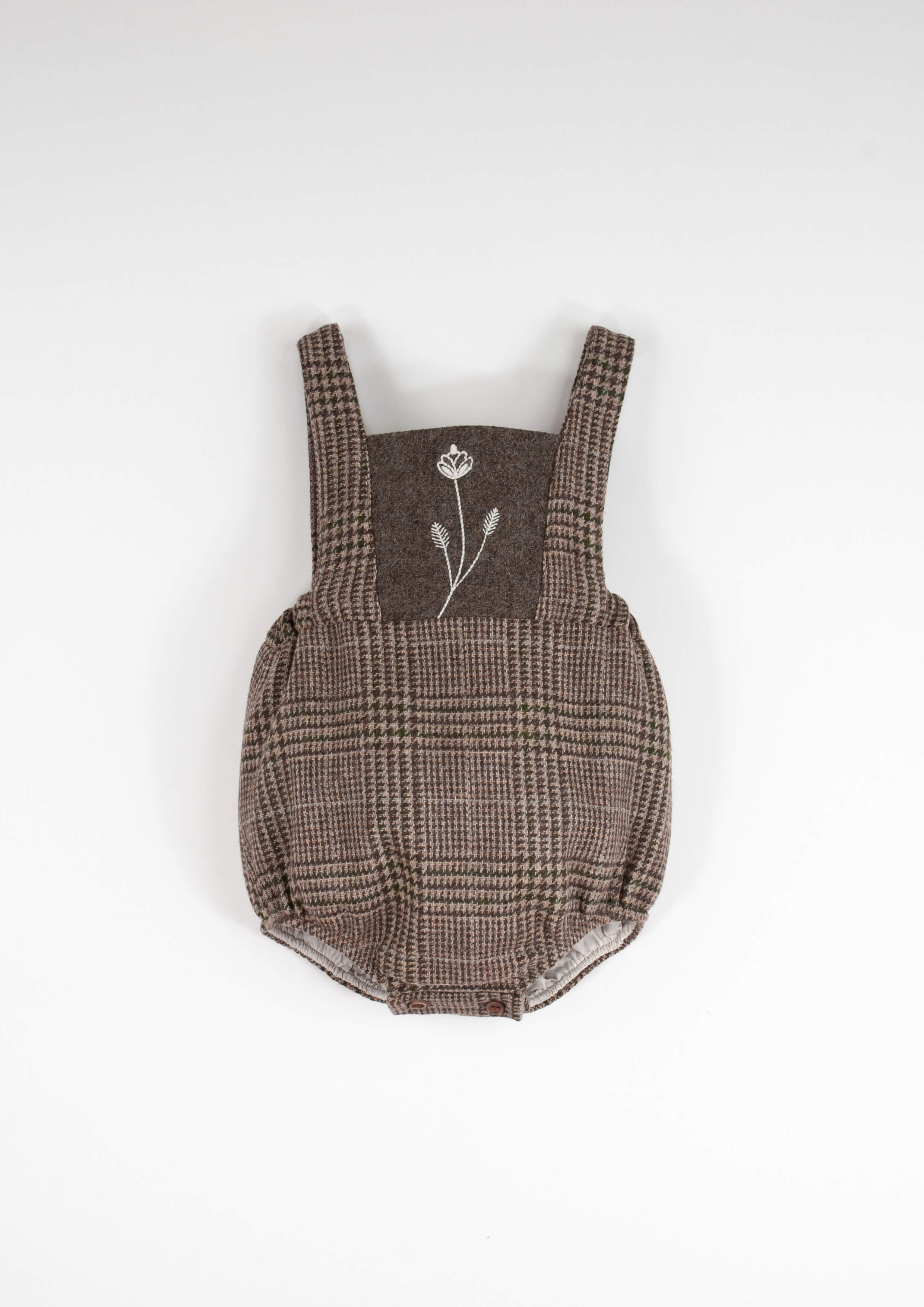 ［Popelin］Woollen romper suit with bib and straps / Mod.4.1 Brown plaid