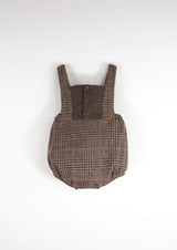 ［Popelin］Woollen romper suit with bib and straps / Mod.4.1 Brown plaid