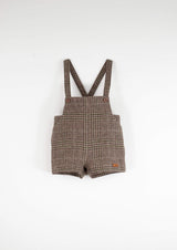 ［Popelin］Woollen short romper suit with pockets / Mod.7.5 Brown plaid