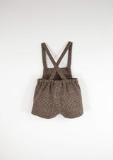 ［Popelin］Woollen short romper suit with pockets / Mod.7.5 Brown plaid