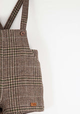 ［Popelin］Woollen short romper suit with pockets / Mod.7.5 Brown plaid