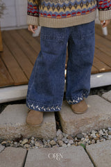 [OREN] Maple embroidery denim pants