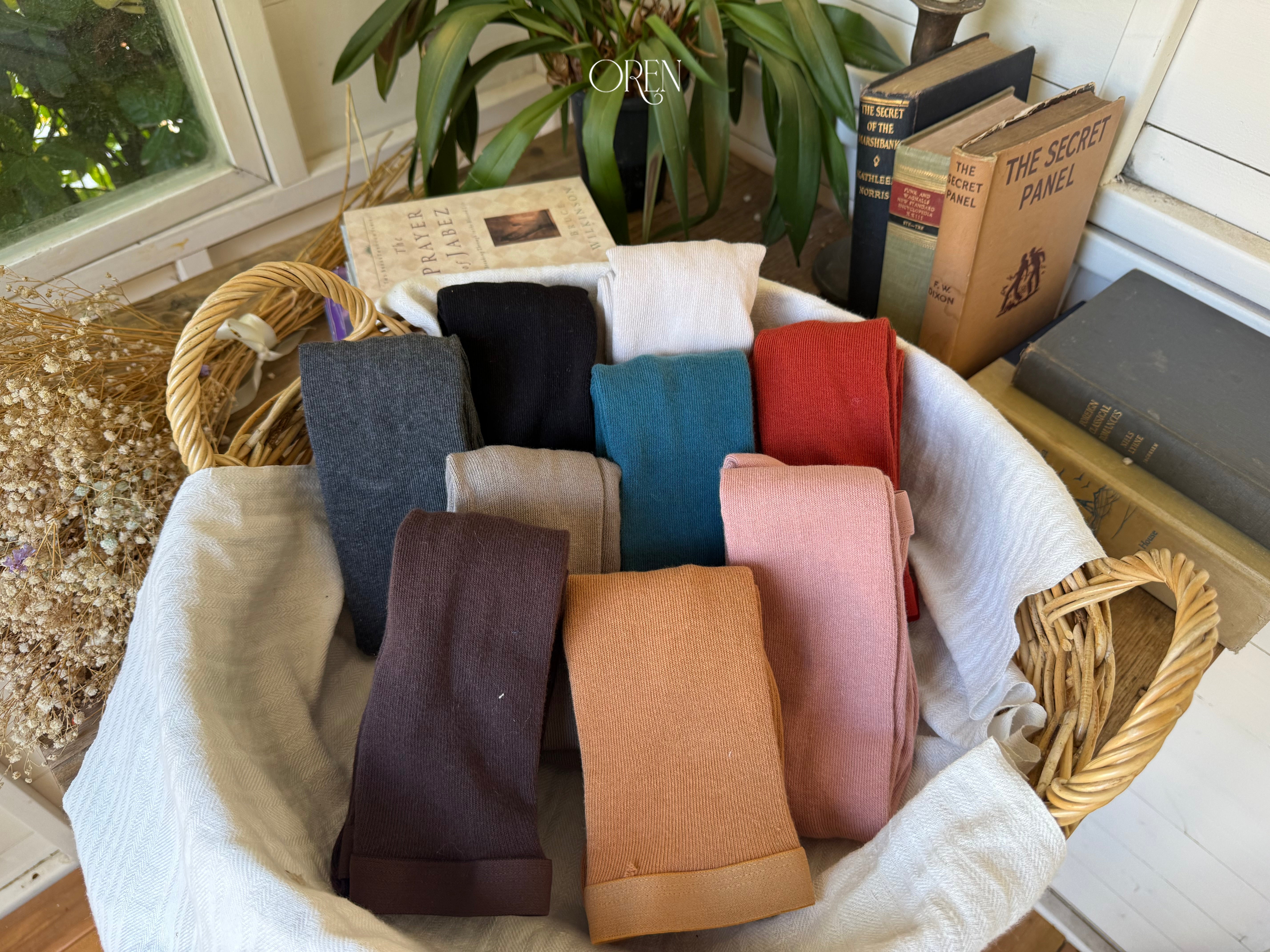 [OREN] Forest color band tights