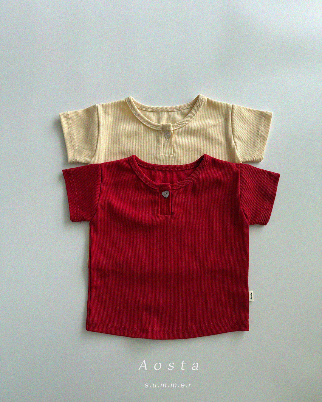 ［Aosta］Heart button tee