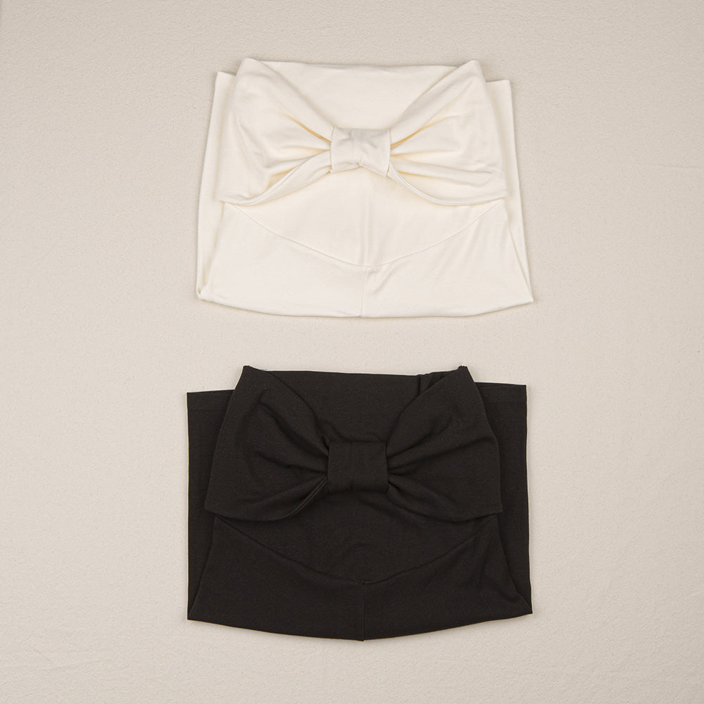 ［peekaboo］Ribbon maternity stretch pants (short)