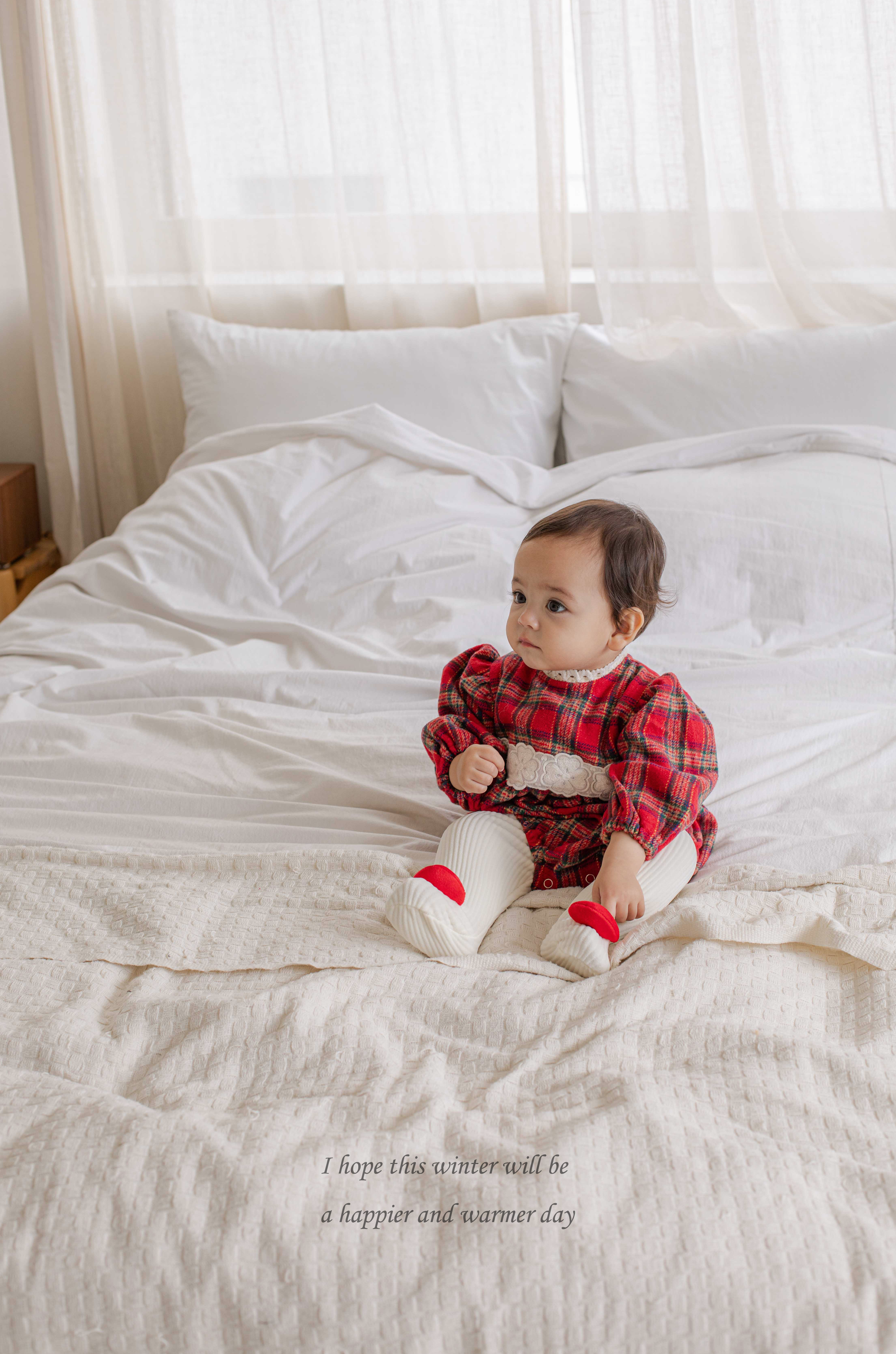 ［mkids］Holly check rompers