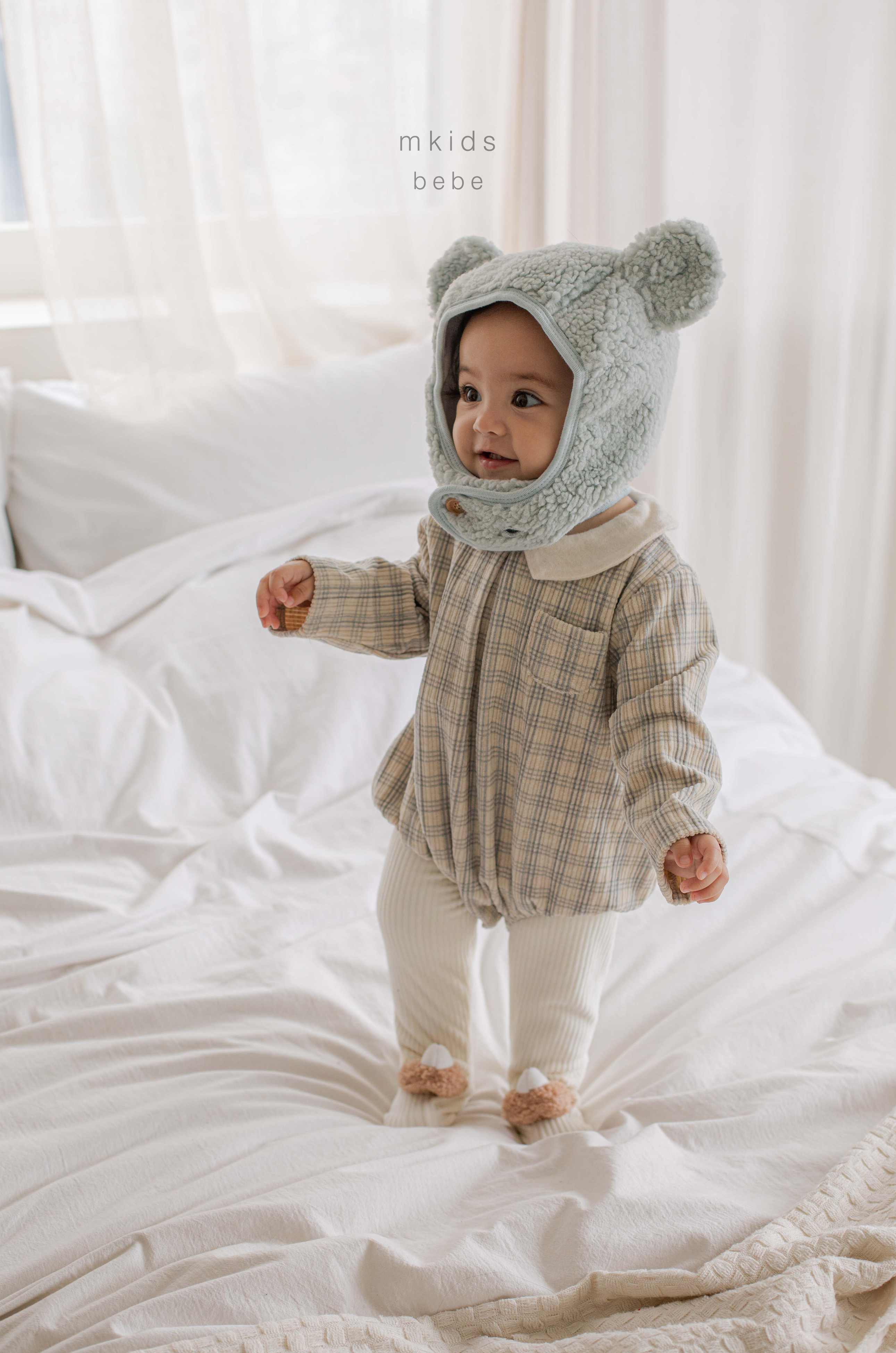 ［mkids］Billy check collar rompers