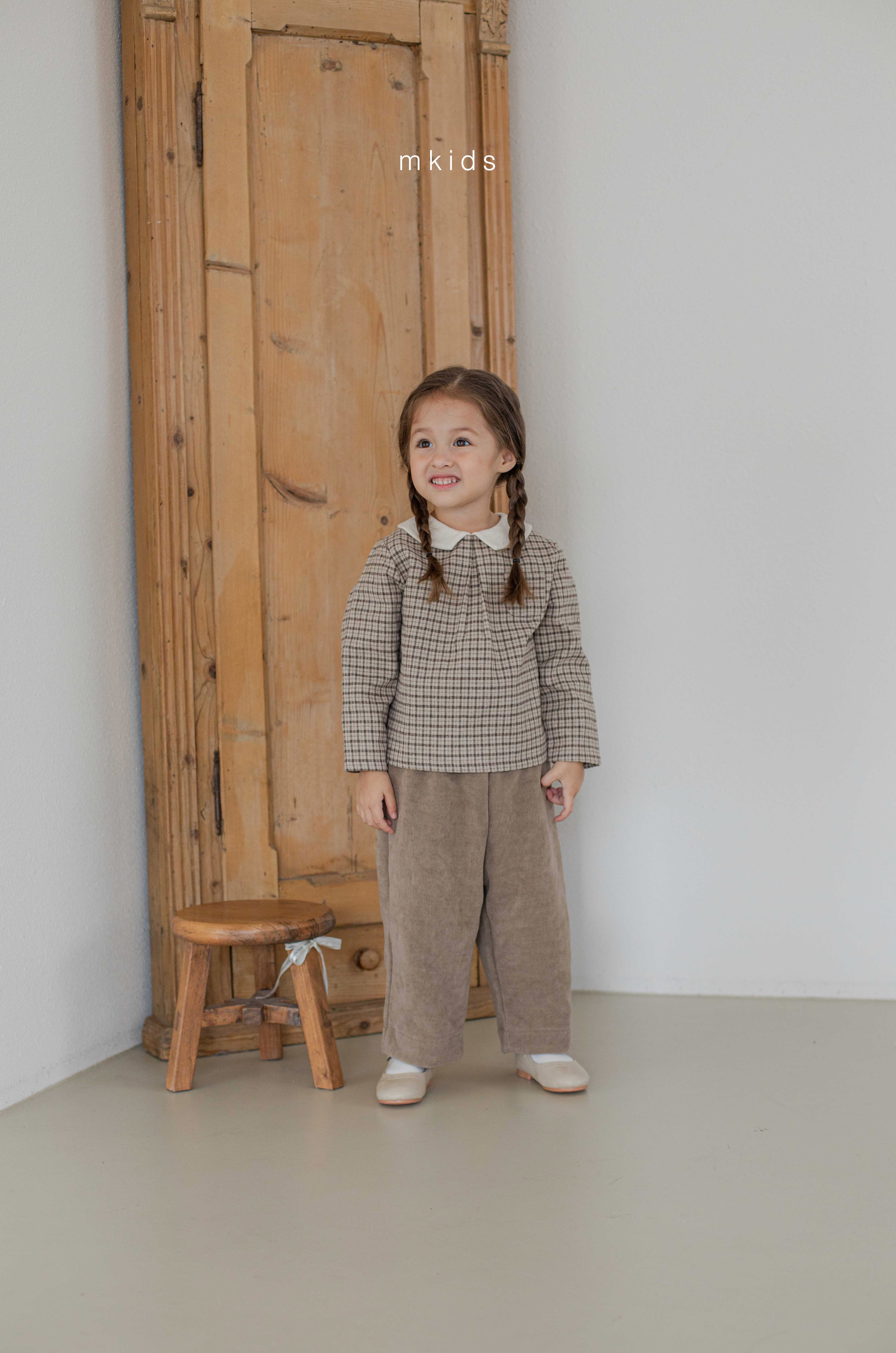 ［mkids］Billy check collar blouse