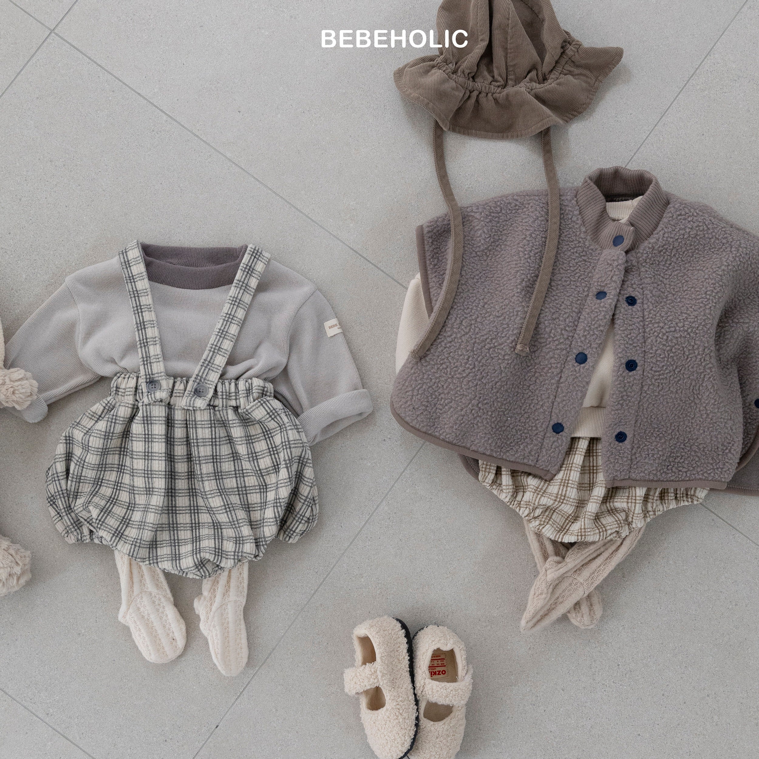 ［bebe holic］Crunch check suspender bloomer