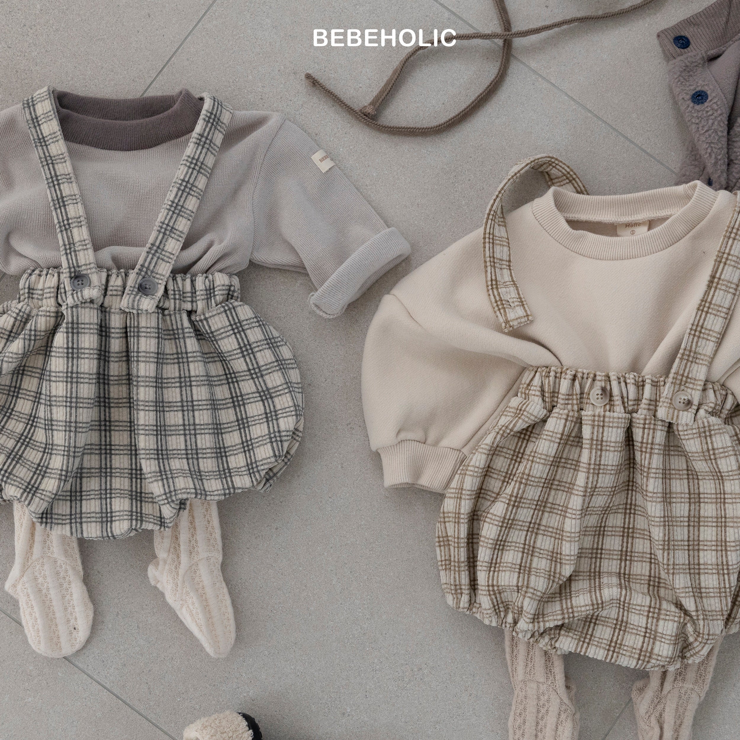 ［bebe holic］Crunch check suspender bloomer