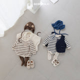 ［bebe holic］Tommy stripe pocket rompers