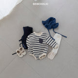 ［bebe holic］Tommy stripe pocket rompers