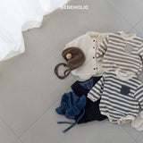 ［bebe holic］Tommy stripe pocket rompers