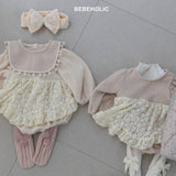 ［bebe holic］Via apron frill rompers
