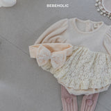 ［bebe holic］Via apron frill rompers
