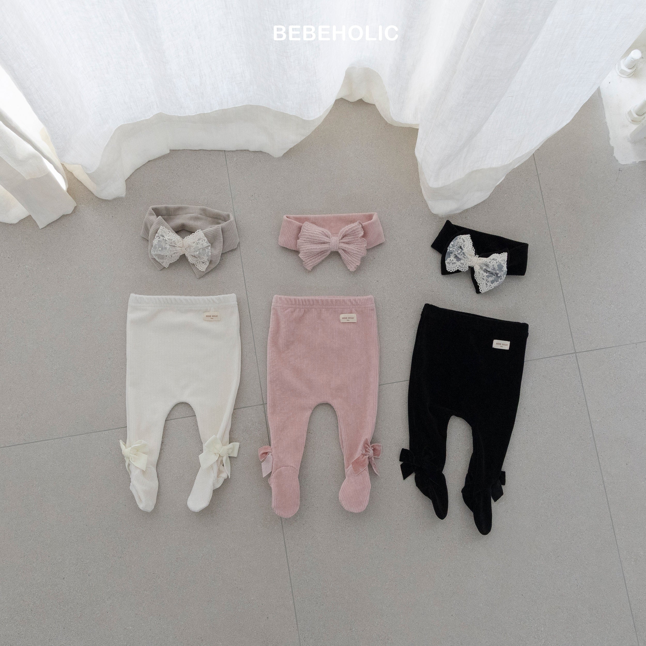 ［bebe holic］Ribbon foot leggings