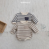 ［bebe holic］Tommy stripe pocket rompers