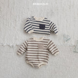 ［bebe holic］Tommy stripe pocket rompers