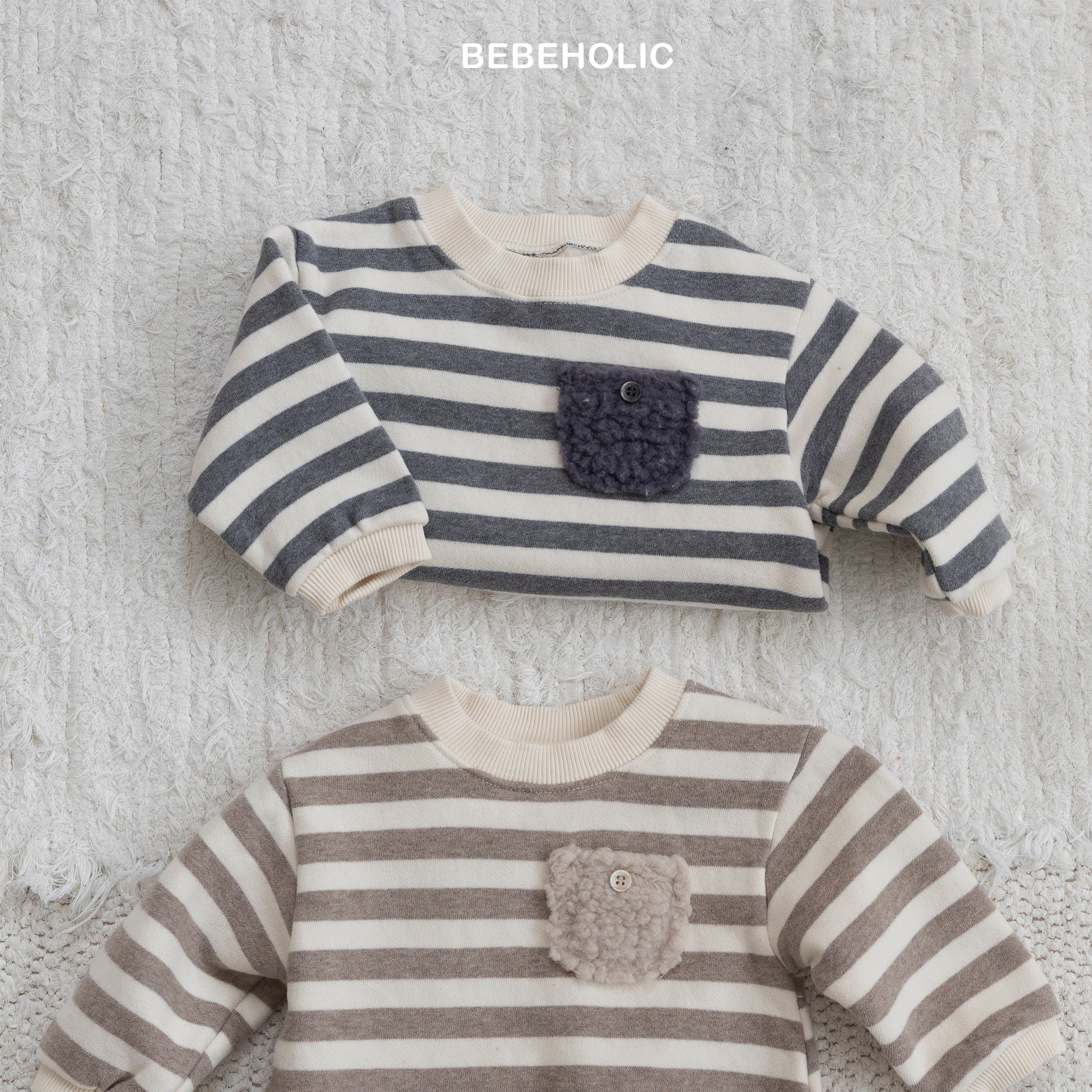 ［bebe holic］Tommy stripe pocket rompers